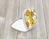 Letter I Floral Mustard and Green Compact Mirror CJ2003-ISCM by Caroline's Treasures