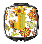 Letter J Floral Mustard and Green Compact Mirror CJ2003-JSCM by Caroline's Treasures