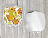 Letter R Floral Mustard and Green Compact Mirror CJ2003-RSCM by Caroline's Treasures