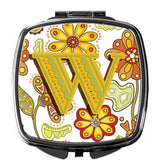 Letter W Floral Mustard and Green Compact Mirror CJ2003-WSCM by Caroline's Treasures