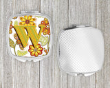 Letter W Floral Mustard and Green Compact Mirror CJ2003-WSCM by Caroline's Treasures