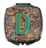 Letter D Retro Tribal Alphabet Initial Compact Mirror CJ2013-DSCM by Caroline's Treasures