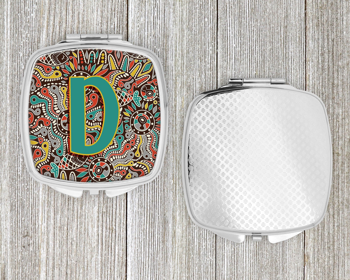 Letter D Retro Tribal Alphabet Initial Compact Mirror CJ2013-DSCM by Caroline's Treasures