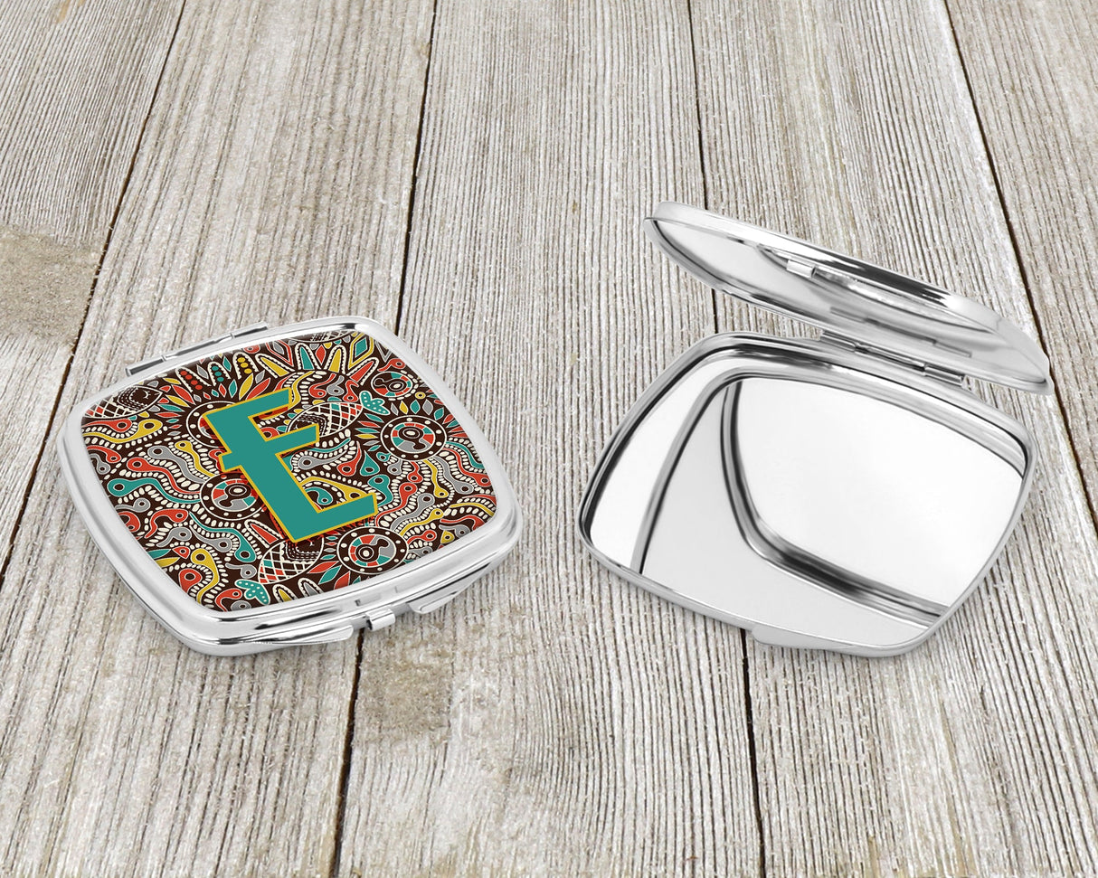 Letter E Retro Tribal Alphabet Initial Compact Mirror CJ2013-ESCM by Caroline's Treasures