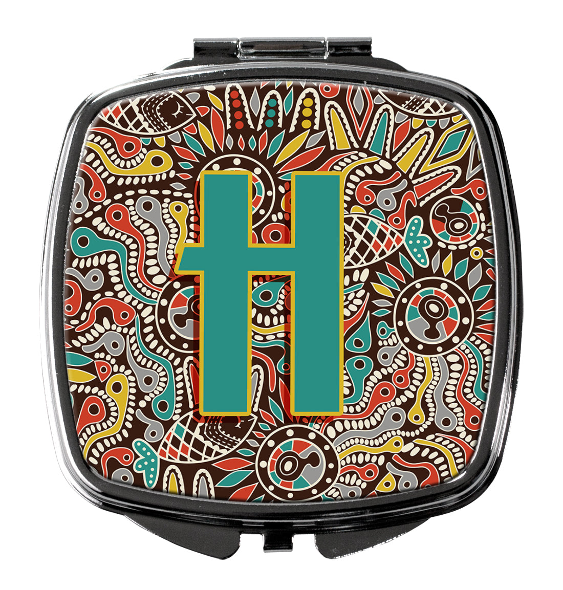 Letter H Retro Tribal Alphabet Initial Compact Mirror CJ2013-HSCM by Caroline's Treasures