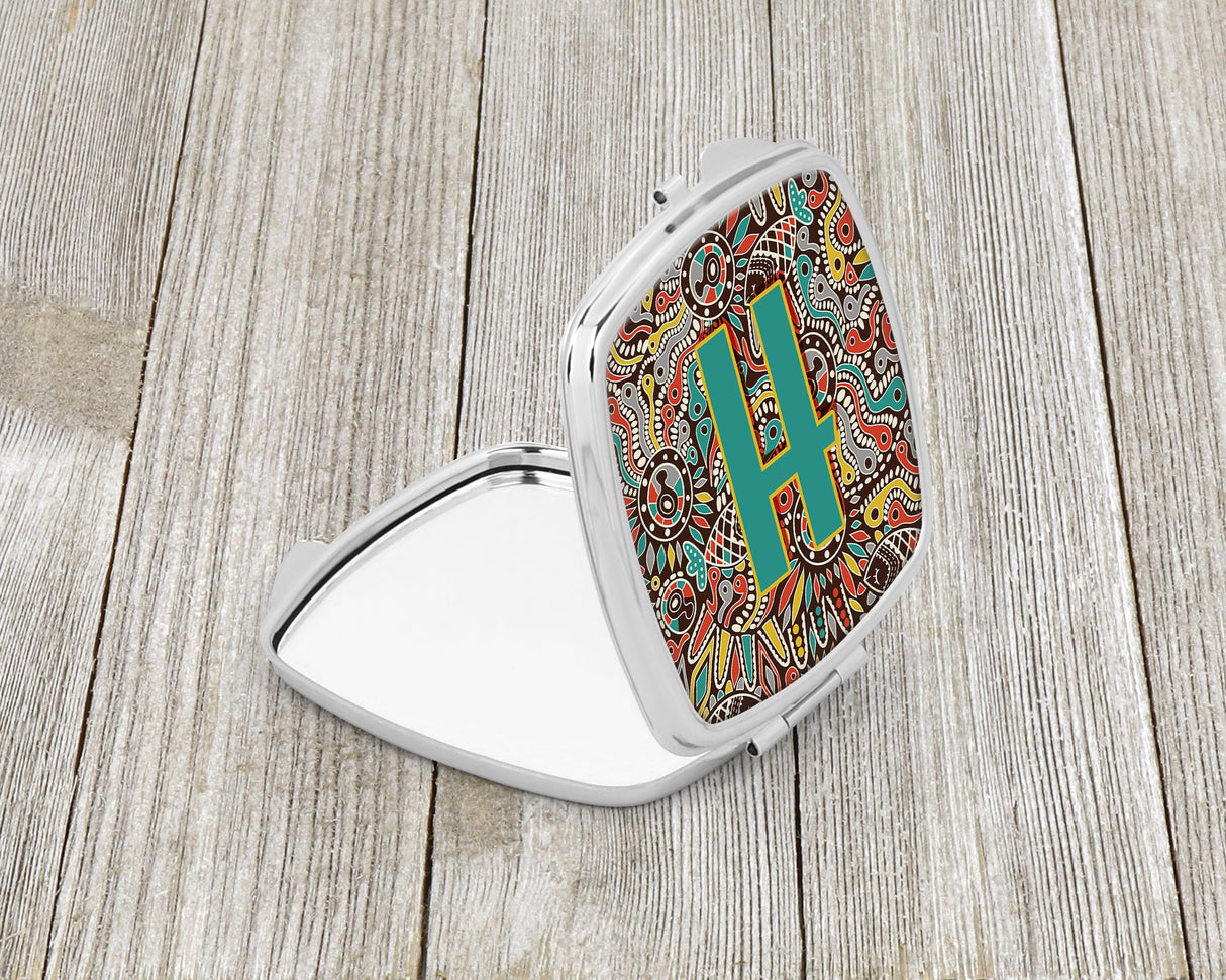 Letter H Retro Tribal Alphabet Initial Compact Mirror CJ2013-HSCM by Caroline's Treasures