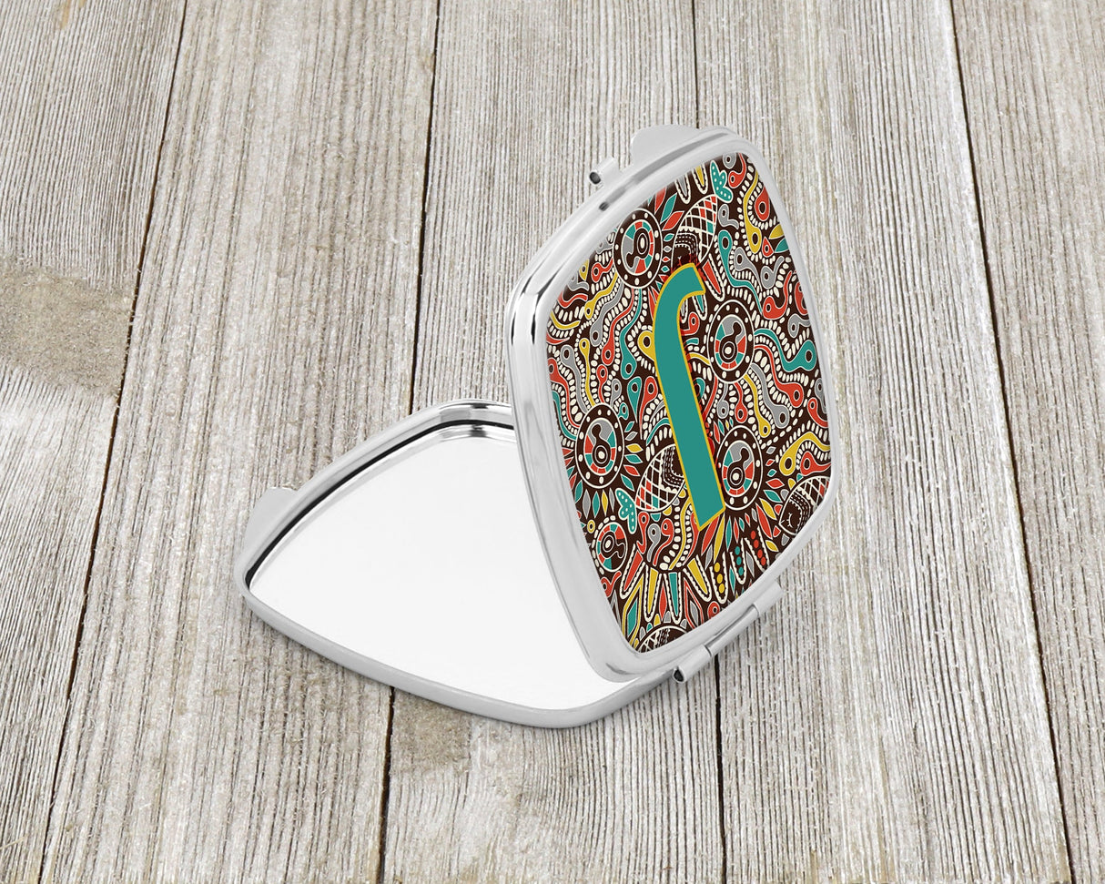 Letter J Retro Tribal Alphabet Initial Compact Mirror CJ2013-JSCM by Caroline's Treasures