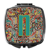 Letter N Retro Tribal Alphabet Initial Compact Mirror CJ2013-NSCM by Caroline's Treasures