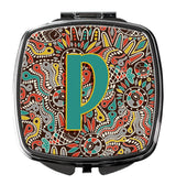 Letter P Retro Tribal Alphabet Initial Compact Mirror CJ2013-PSCM by Caroline's Treasures