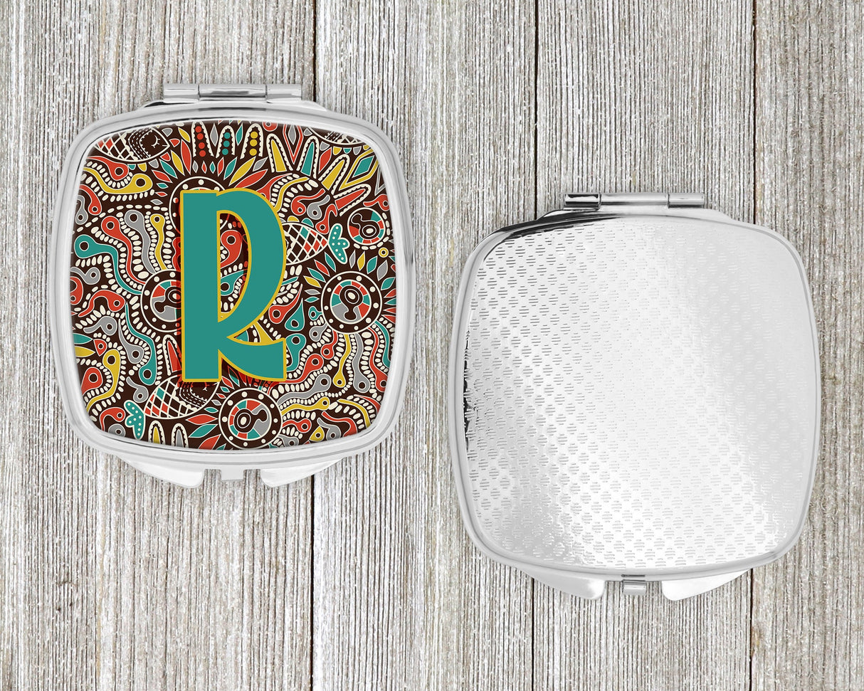 Letter R Retro Tribal Alphabet Initial Compact Mirror CJ2013-RSCM by Caroline's Treasures