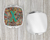 Letter X Retro Tribal Alphabet Initial Compact Mirror CJ2013-XSCM by Caroline's Treasures