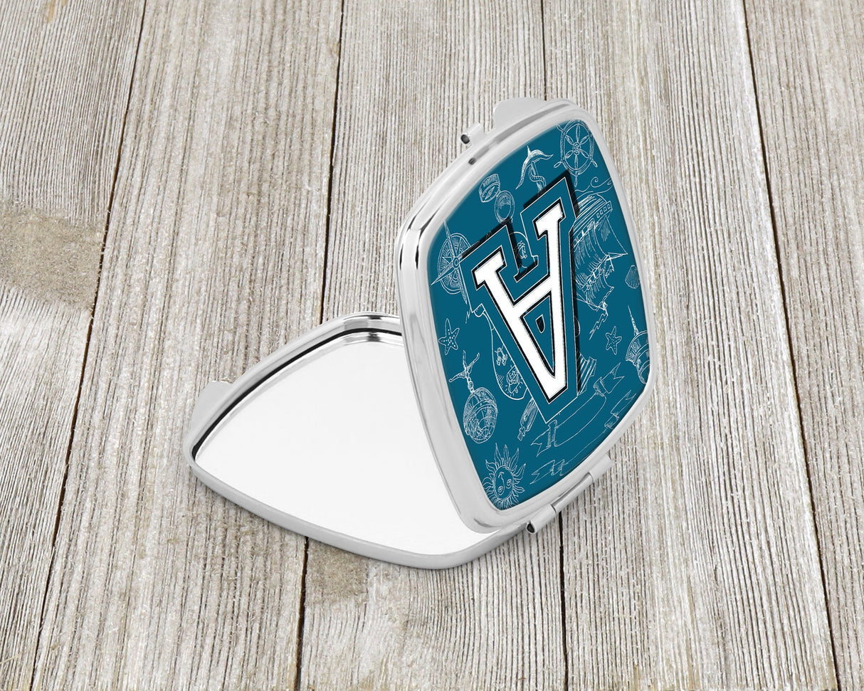 Letter A Sea Doodles Initial Alphabet Compact Mirror CJ2014-ASCM by Caroline's Treasures