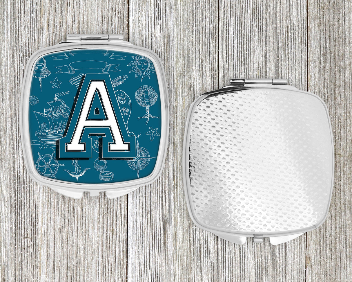 Letter A Sea Doodles Initial Alphabet Compact Mirror CJ2014-ASCM by Caroline's Treasures