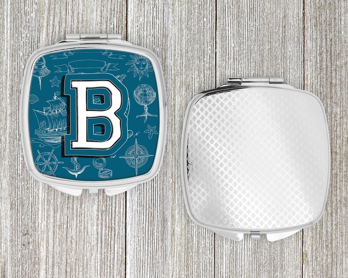 Letter B Sea Doodles Initial Alphabet Compact Mirror CJ2014-BSCM by Caroline's Treasures