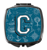 Letter C Sea Doodles Initial Alphabet Compact Mirror CJ2014-CSCM by Caroline's Treasures