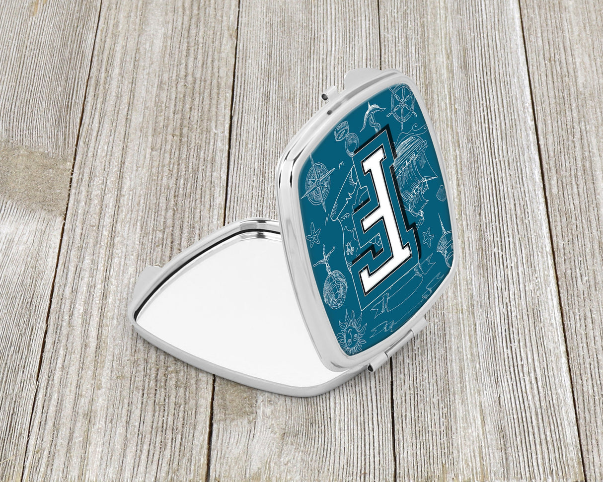 Letter F Sea Doodles Initial Alphabet Compact Mirror CJ2014-FSCM by Caroline's Treasures