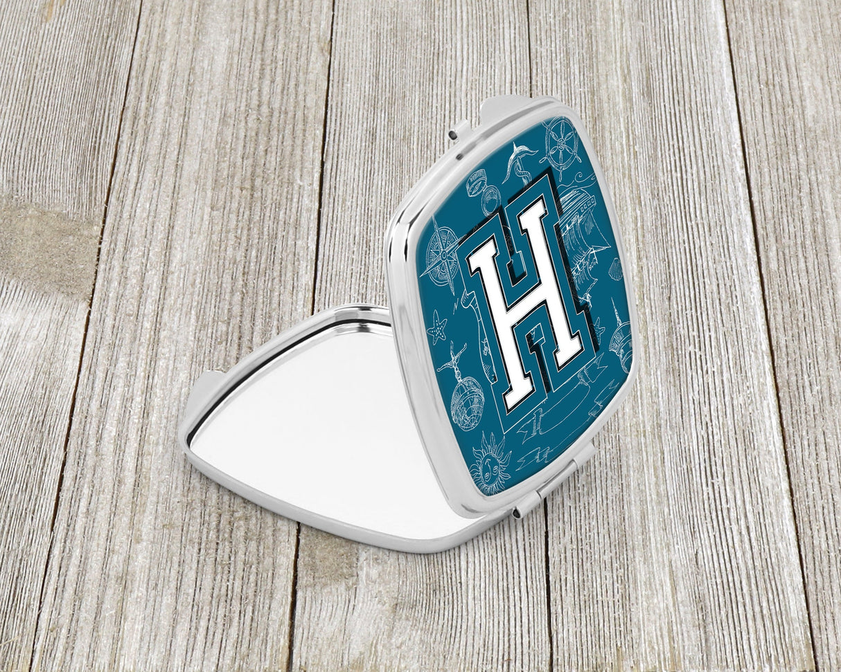 Letter H Sea Doodles Initial Alphabet Compact Mirror CJ2014-HSCM by Caroline's Treasures