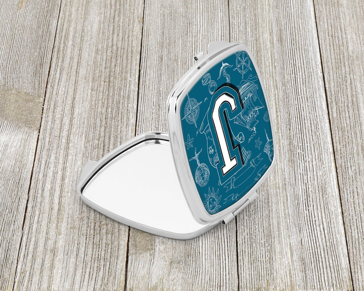 Letter J Sea Doodles Initial Alphabet Compact Mirror CJ2014-JSCM by Caroline's Treasures