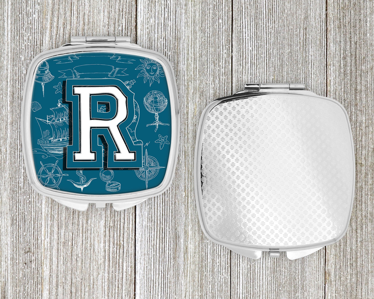 Letter R Sea Doodles Initial Alphabet Compact Mirror CJ2014-RSCM by Caroline's Treasures