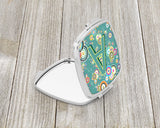 Letter A Circle Circle Teal Initial Alphabet Compact Mirror CJ2015-ASCM by Caroline's Treasures