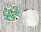 Letter A Circle Circle Teal Initial Alphabet Compact Mirror CJ2015-ASCM by Caroline's Treasures