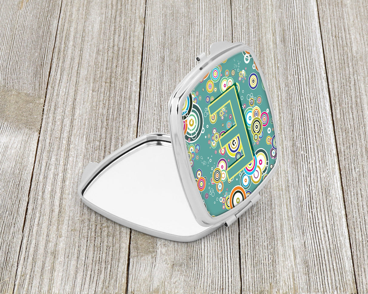 Letter E Circle Circle Teal Initial Alphabet Compact Mirror CJ2015-ESCM by Caroline's Treasures