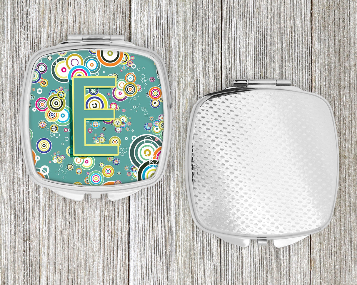 Letter E Circle Circle Teal Initial Alphabet Compact Mirror CJ2015-ESCM by Caroline's Treasures