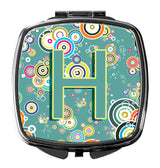 Letter H Circle Circle Teal Initial Alphabet Compact Mirror CJ2015-HSCM by Caroline's Treasures