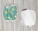 Letter K Circle Circle Teal Initial Alphabet Compact Mirror CJ2015-KSCM by Caroline's Treasures