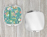 Letter L Circle Circle Teal Initial Alphabet Compact Mirror CJ2015-LSCM by Caroline's Treasures