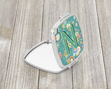 Letter N Circle Circle Teal Initial Alphabet Compact Mirror CJ2015-NSCM by Caroline's Treasures