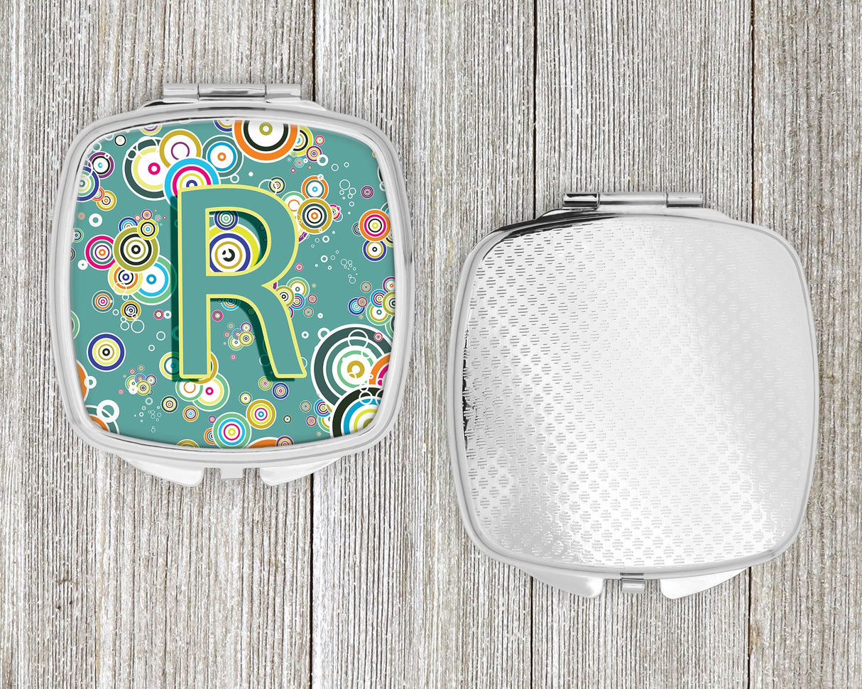 Letter R Circle Circle Teal Initial Alphabet Compact Mirror CJ2015-RSCM by Caroline's Treasures