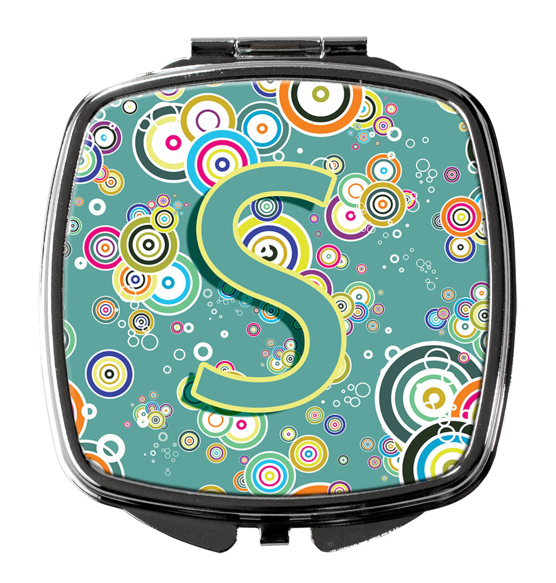 Letter S Circle Circle Teal Initial Alphabet Compact Mirror CJ2015-SSCM by Caroline's Treasures