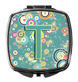 Letter T Circle Circle Teal Initial Alphabet Compact Mirror CJ2015-TSCM by Caroline's Treasures