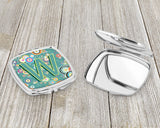 Letter W Circle Circle Teal Initial Alphabet Compact Mirror CJ2015-WSCM by Caroline's Treasures