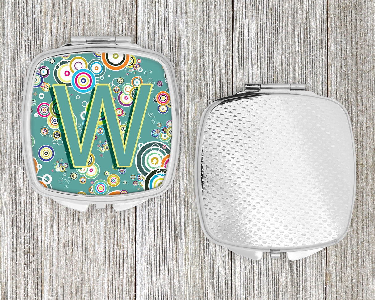 Letter W Circle Circle Teal Initial Alphabet Compact Mirror CJ2015-WSCM by Caroline's Treasures