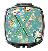 Letter X Circle Circle Teal Initial Alphabet Compact Mirror CJ2015-XSCM by Caroline's Treasures