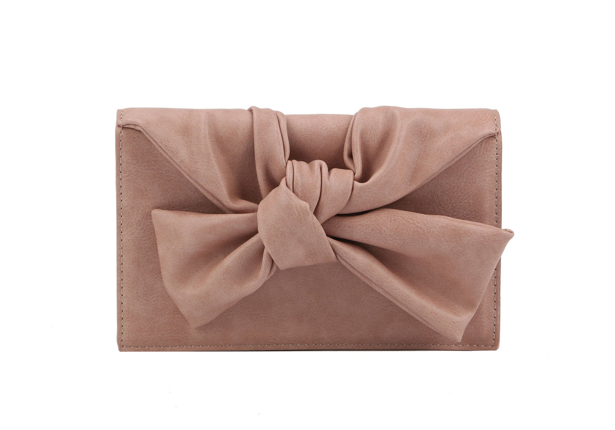 HF Evening Clutch Messenger Style With Cute Bow Tie Purse Vegan PU Leather Crossbody Shoulder Bag CL-0170 by hfstylish