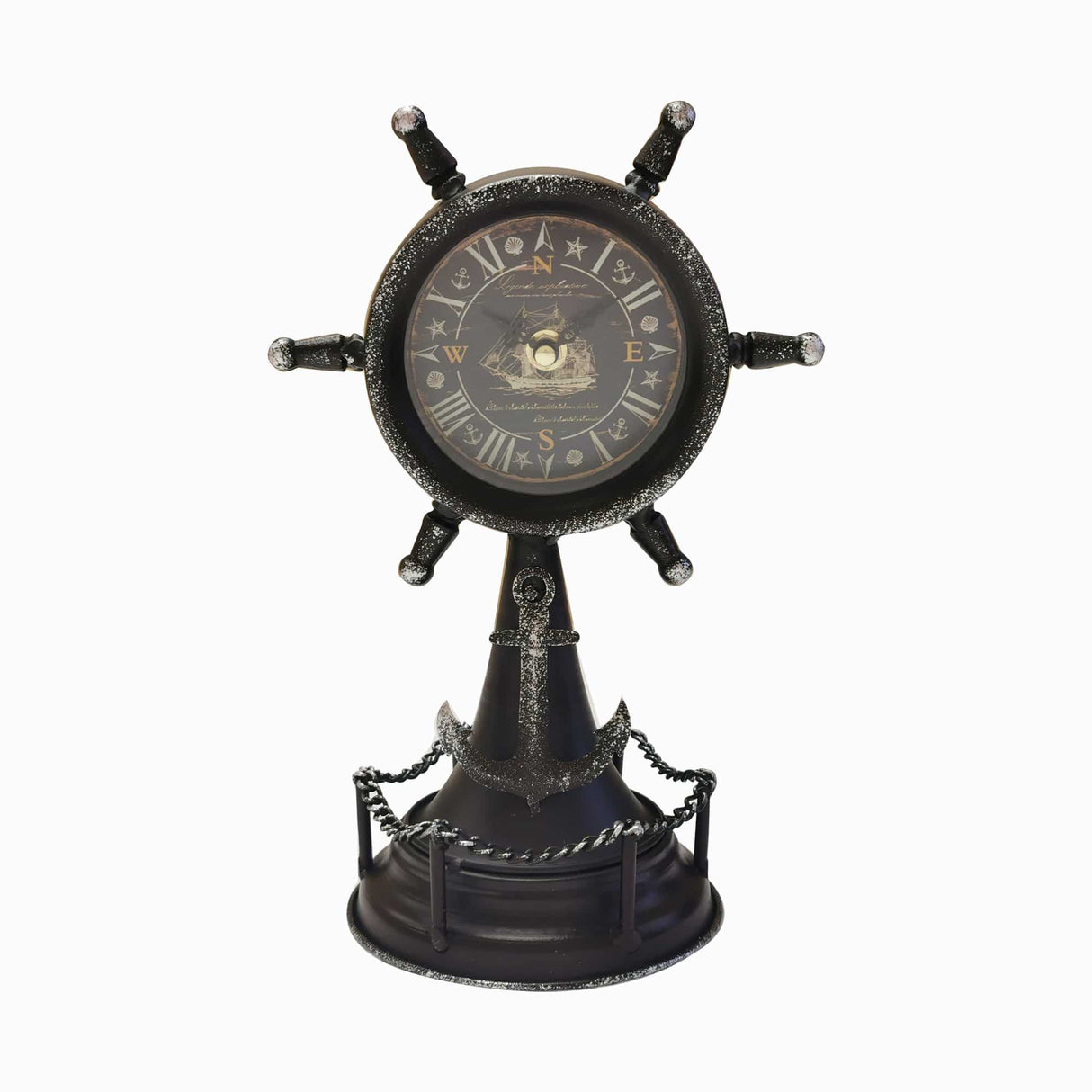 Table clock - Ship Wheel Table Clock by Peterson Housewares & Artwares