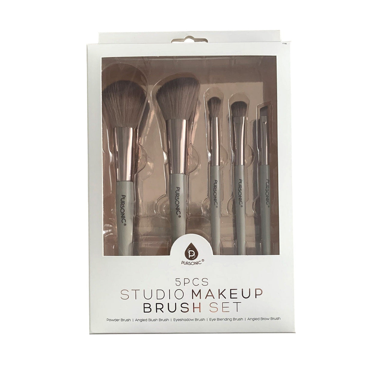 5 Pcs Studio Makeup Brush Set (Rose Gold) by Pursonic