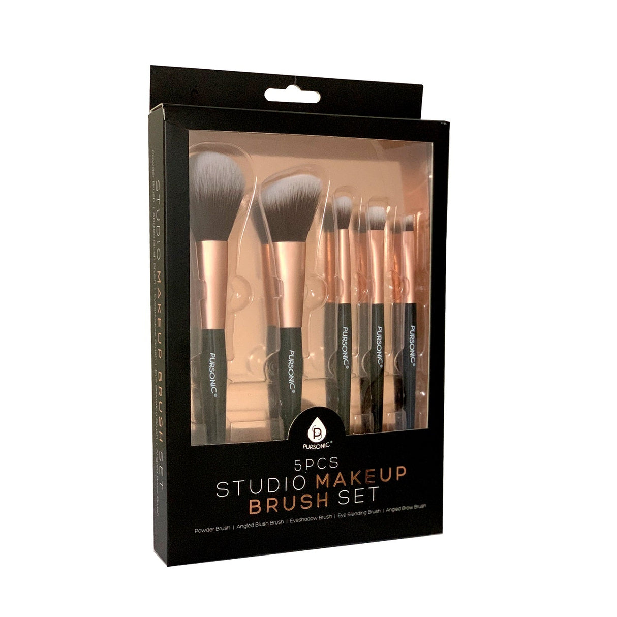 5 Pcs Studio Makeup Brush Set (Black) by Pursonic