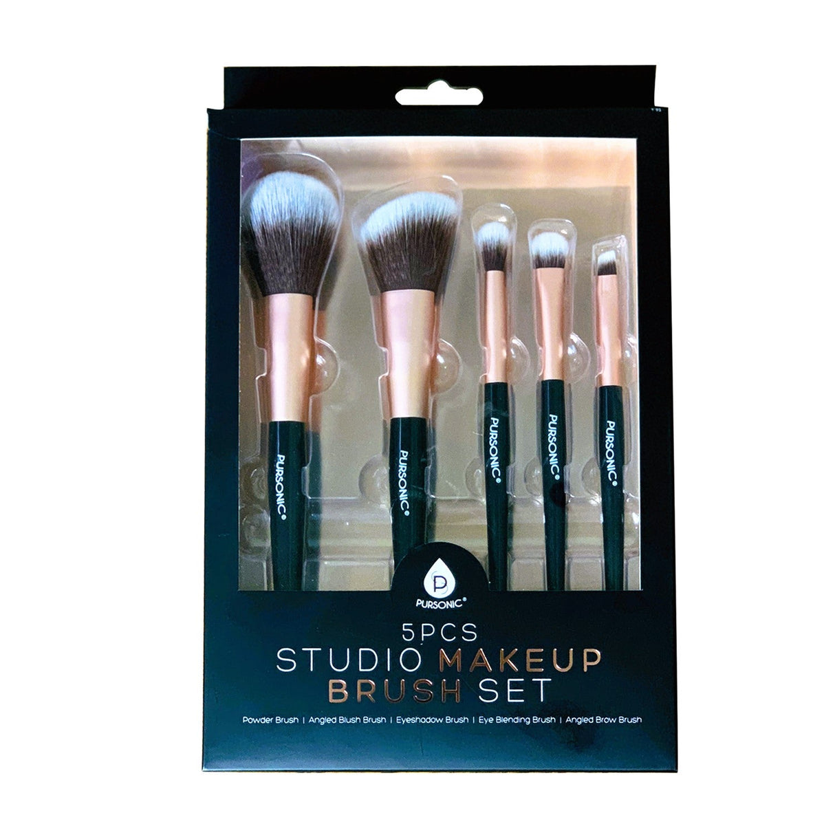 5 Pcs Studio Makeup Brush Set (Black) by Pursonic