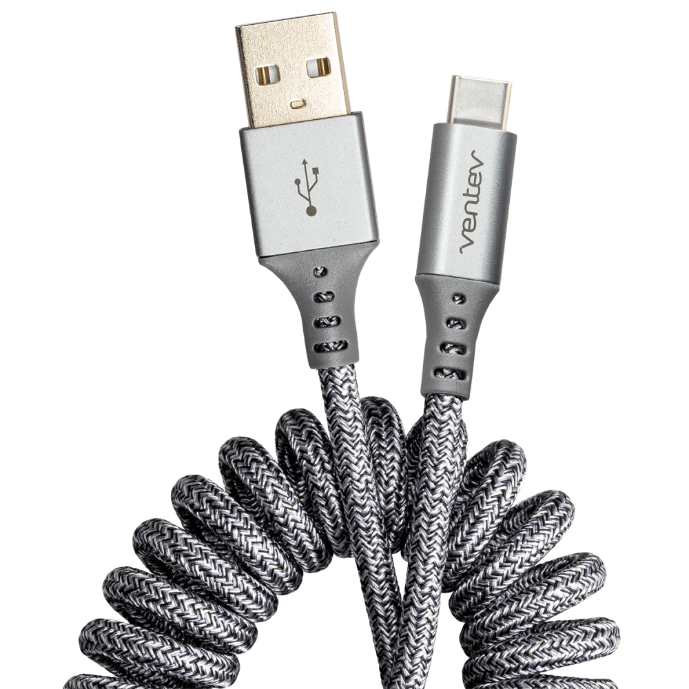 Ventev Helix USB A to USB C High Speed Travel Cable Gray by Ventev