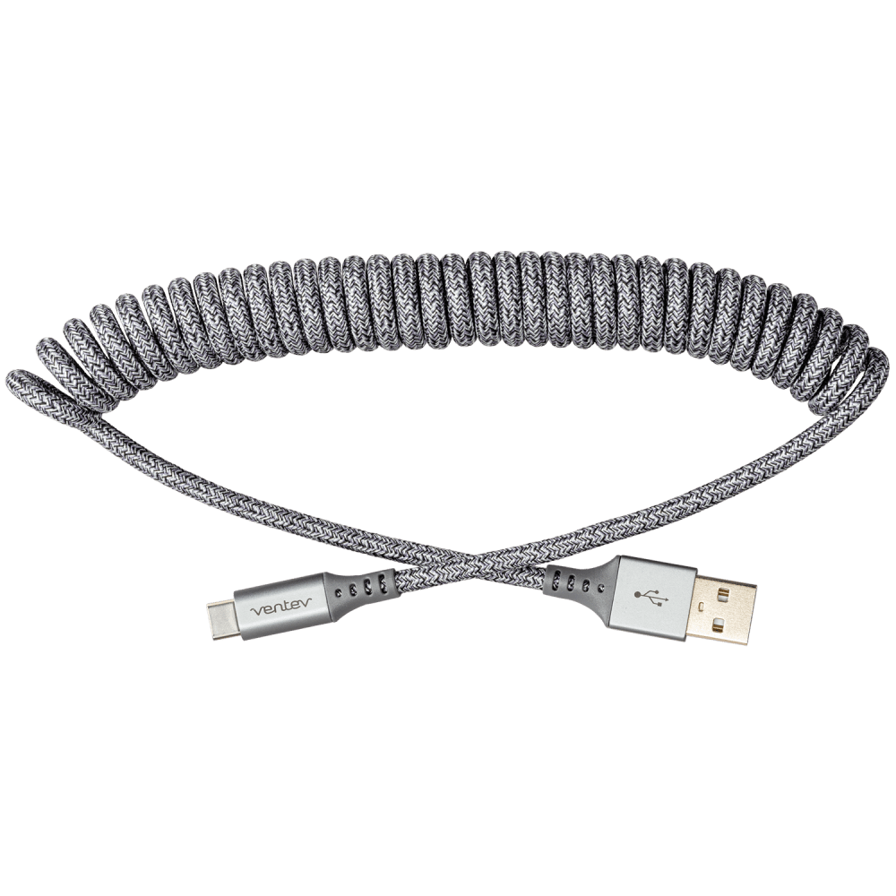 Ventev Helix USB A to USB C High Speed Travel Cable Gray by Ventev