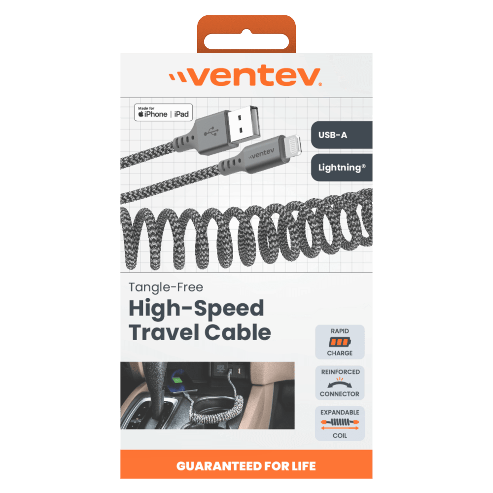 Ventev Helix USB A to Apple Lightning High Speed Travel Cable Gray by Ventev