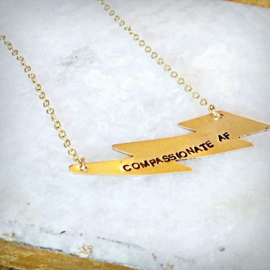 COMPASSIONATE AF Lightning Bolt Necklace by Salt and Sparkle