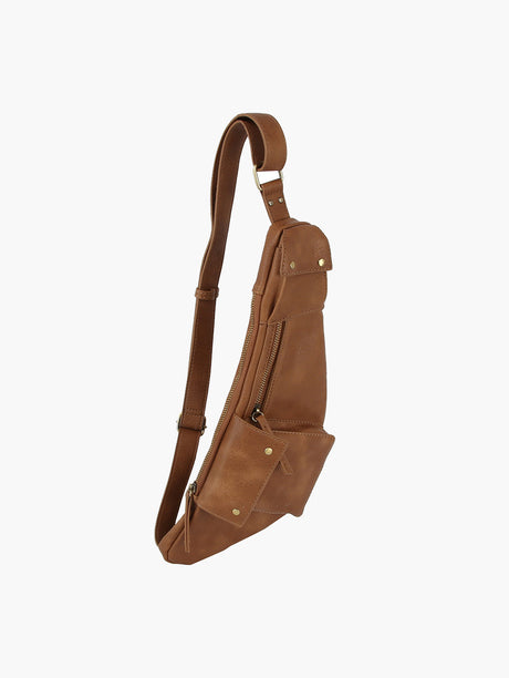 Leather Sling Bag Women Men Crossbody Daypack by hfstylish