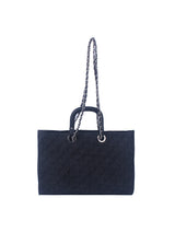 Quilted Design Denim Tote Handbag by hfstylish