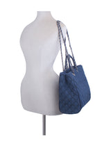 Quilted Design Denim Tote Handbag by hfstylish