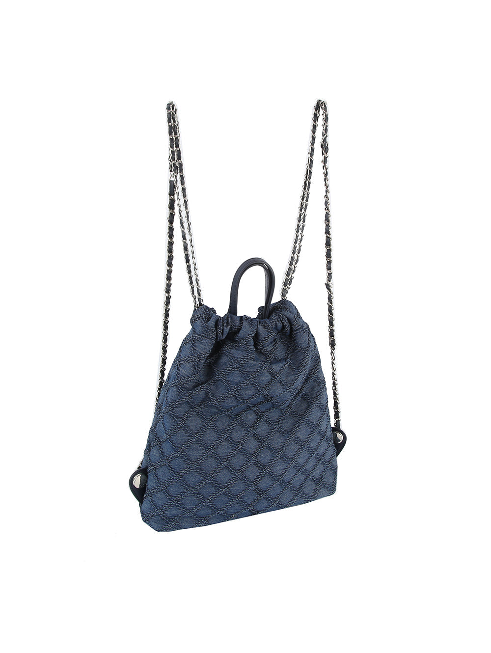 Quilted Design Denim Backpack by hfstylish